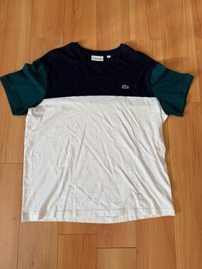 Lacoste Navy, White & Green Block Short Sleeve Tee
